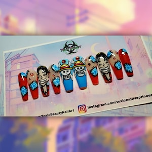 Awesome Handpainted Anime Inspired Theme Press On Nails