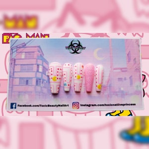 Pink Retro Gamer Weeb Theme Press On Nails