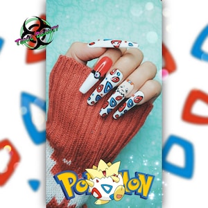 White Cute Cartoon/Manga/HandPainted Press On Nails