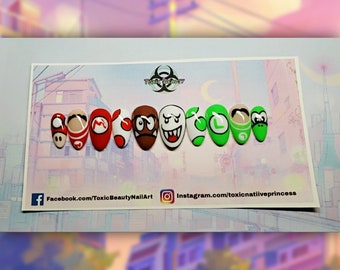 Awesome Handpainted Gamer Inspired Theme Press On Nails