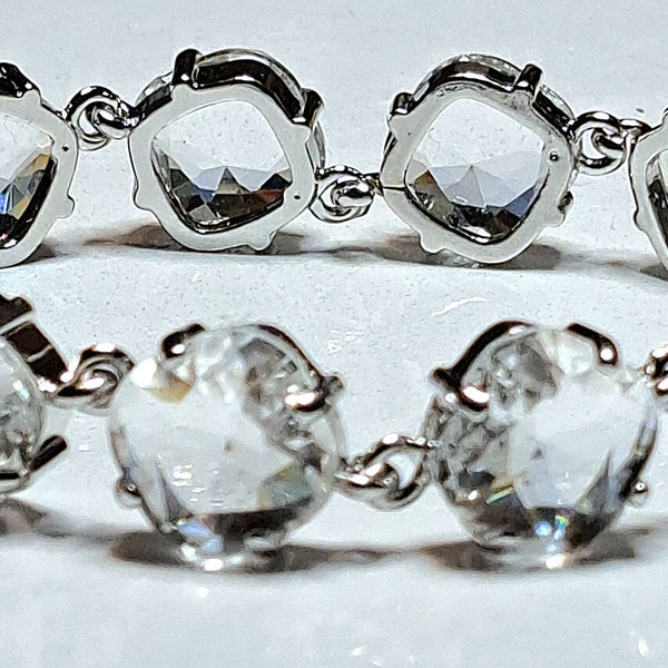 Clear crystal bracelet, Clear crystal Tennis Bracelet, Ann wintour , Austrian Crystal Bracelet, Collette, Cushion Cut Crystal Bracelet