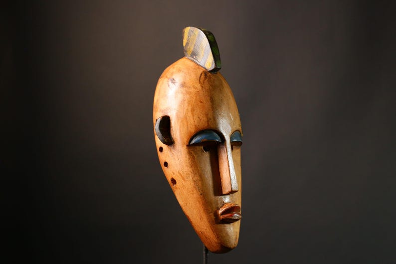 African Mask Large Handcarved Wooden Mask Authentic Bambara Tribal