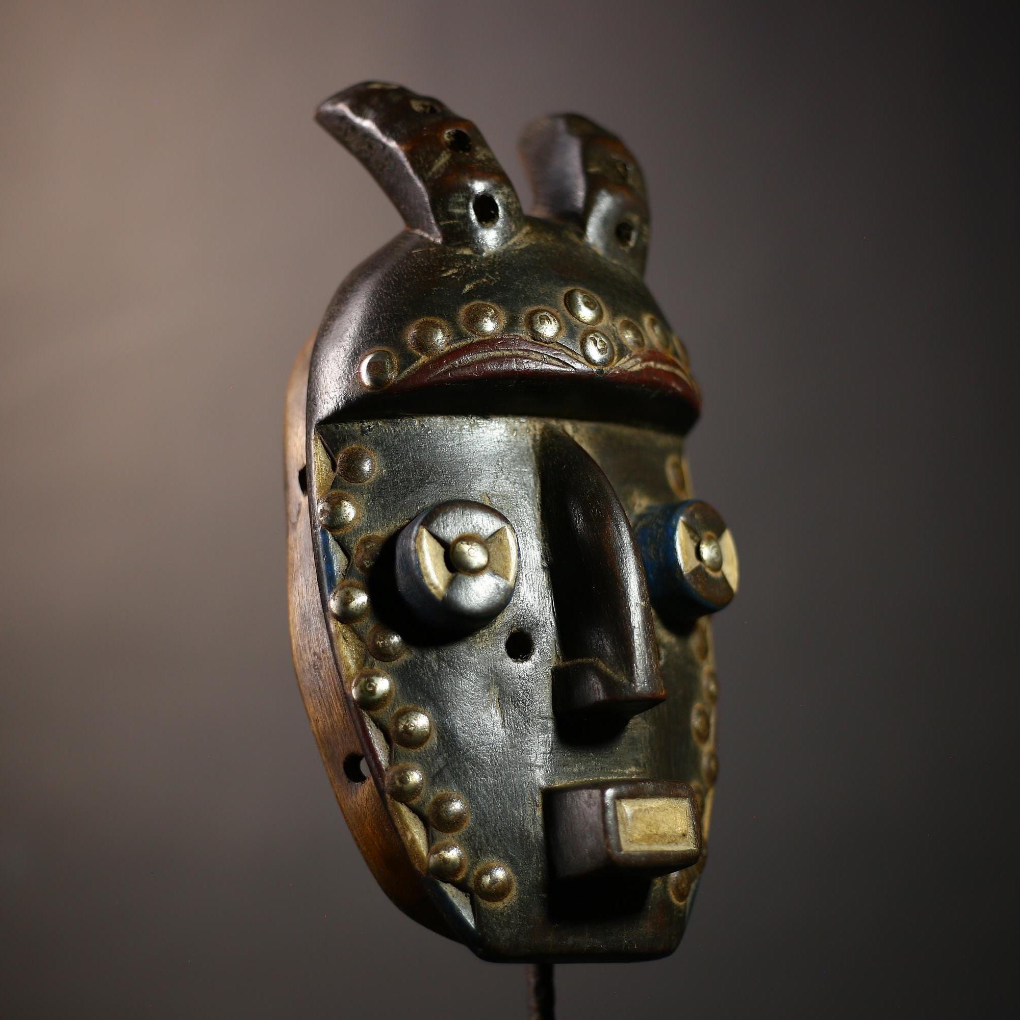 アフリカのソンイェマスク、木製、部族のコンゴの顔の彫刻、アフリカの