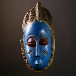 African Guro Mask Hand carved Wooden Ethnic Wall Decor Tribal Art Display Collectible Home Gallery Accent Decorative Folk Sculpture -G3909