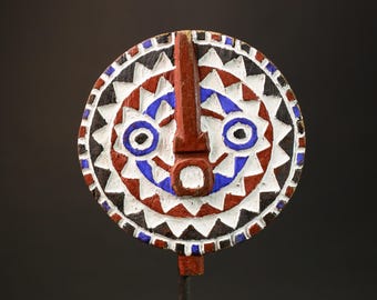 Vintage Bwa Sun Mask: Hand-Carved African Tribal Art, Burkina Faso-G3009