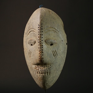 African Tribal Mask with Perforated Surface Design - Handcarved Wooden Cultural Wall Art Sculpture from West Africa Home Decor-7335