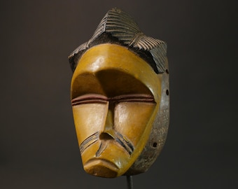 ヴィンテージアフリカグロマスク：木彫りの部族の壁アート-G1221