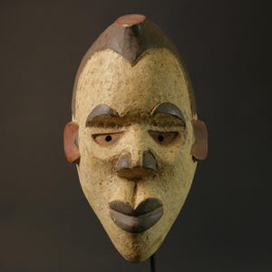 Masque facial africain Igbo | Art mural tribal en bois | Décor nigérian sculpté à la main | Sculpture ethnique authentique | Masque africain traditionnel-7492