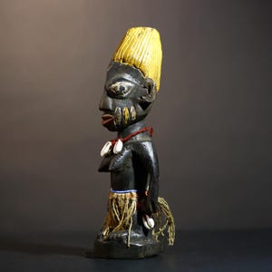 Afrikanische Yoruba Fruchtbarkeitsfigur : Geschnitzte Holzstammeskunst-Skulptur - G4887