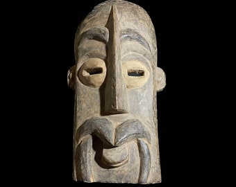 African mask Baule Antique African Wooden Mask Wall Hanging Primitive Art Collectibles-7791