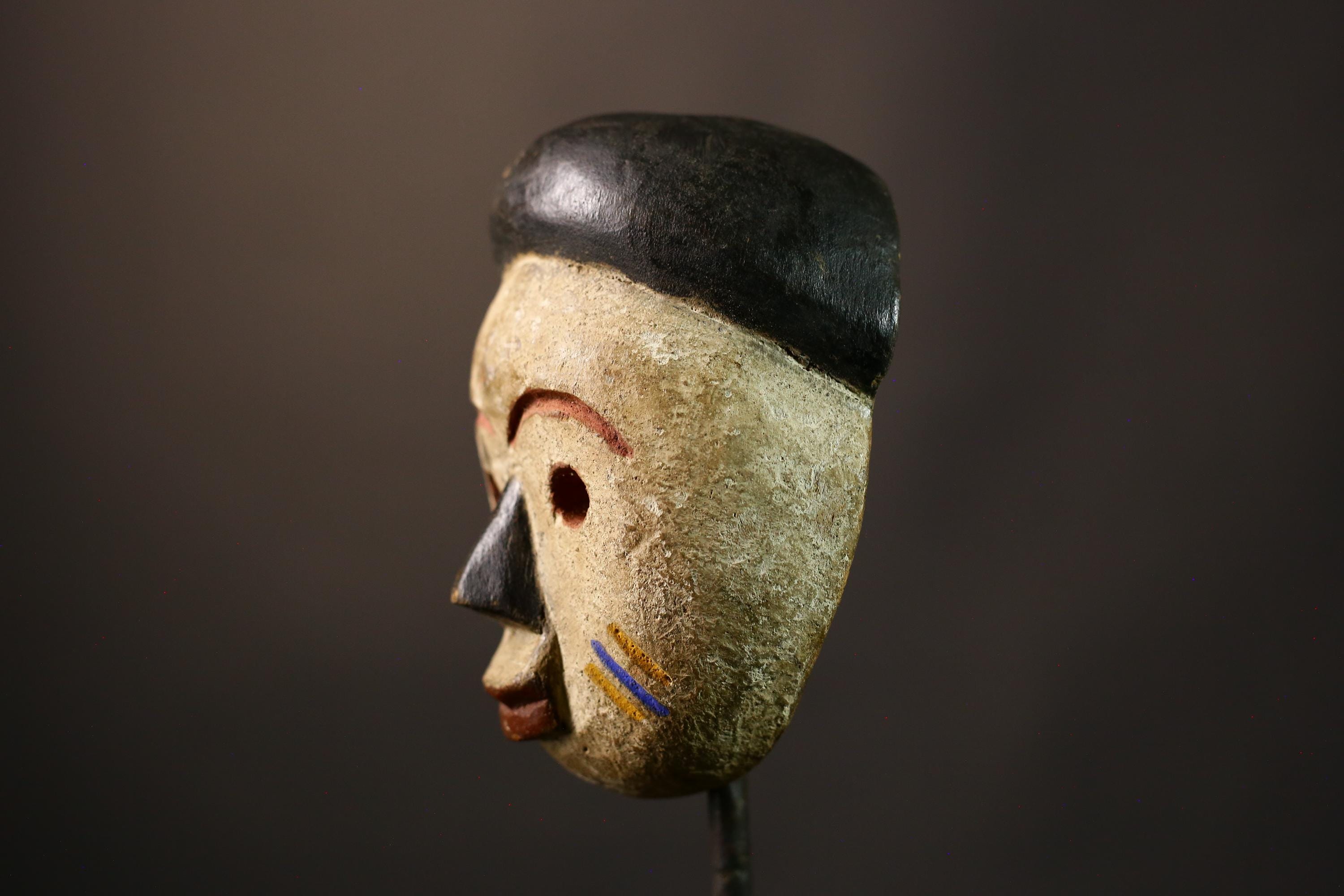 ヴィンテージアフリカンレガマスク：手彫り木製アート、エスニック装飾