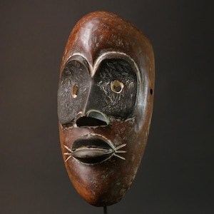 African Lega Bwami Mask Tribal Congo Hand Carved Wooden Face Vintage Wall Art Collectible Cultural Sculpture Home Decor-G2802