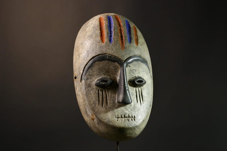 African Mask Handcarved Tribal Wood Wall Art Authentic Ethnic Decor