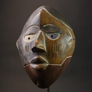 African Antique Lega Mask | Hand Carved Wall Decor | Authentic Congo Art | Vintage Cultural Mask for Home Decor-G1027