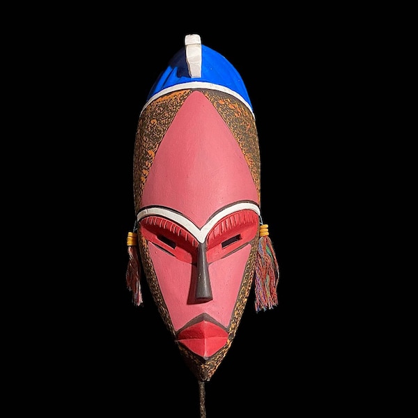 African Mask ghana Sculpture Wood Mask African Decor Masque Wall Hanging-7883