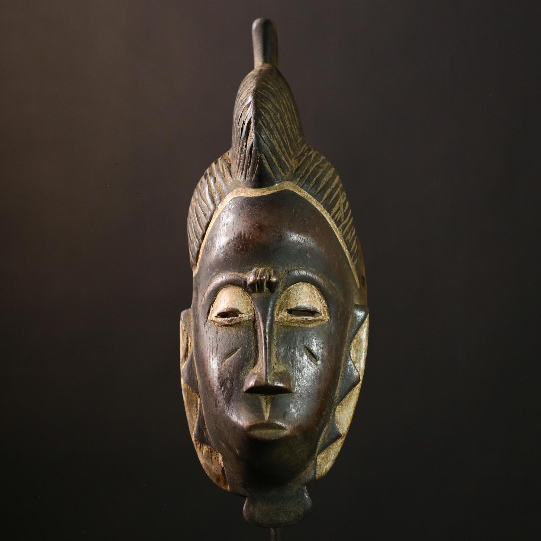 ヴィンテージアフリカグロマスク：手彫りの部族の壁アート-G4011