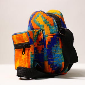 Mini sac à bandoulière imprimé africain, sac à main en tissu wax fait main, pochette tribale aux couleurs vives, sac de festival coloré, cadeau ethnique bohème -G4493