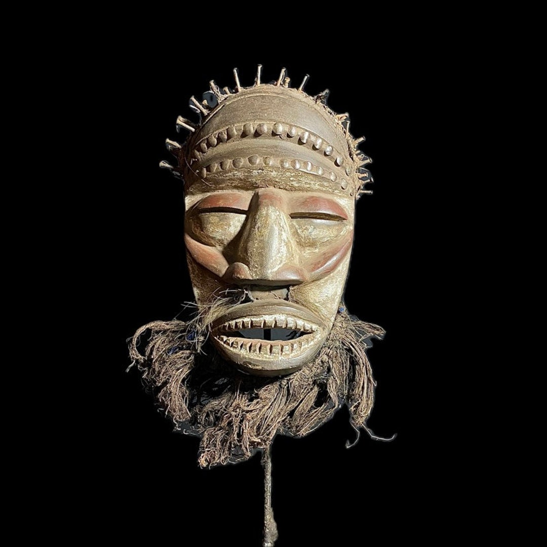 African Tribal Face Mask Wood Hand Carved Vintage Dan Kran Etsy