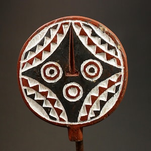 Vintage Bwa Sun Mask: Burkina Faso Tribal Wall Art-G2993