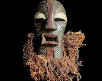 African Face Mask African Hand Carved Wall Hanging Songye Hand Carved Home Décor mask-G1392