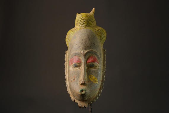 ヴィンテージアフリカグロマスク：手作り木製壁飾り-7459 - Etsy 日本