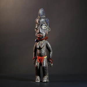 Yoruba Zwillings-Figur: Afrikanische Holzskulptur, Oyo Erin Art-G4744