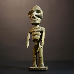 African Tiv Tribal Skeleton Statue Hand‑Carved Wood Sculpture Vintage Patina Home Décor Accent Collectible Ancestral Art Piece-G5076