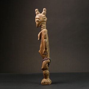 African Tribal Sculpture – Baule Spirit Spouse Figure | Hand-Carved Wood Ancestral Statue Ivory Coast Decor Home Decor-9006