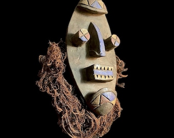 African mask vintage hand carved handmade wall hanging primitive art Grebo Mask Wall Décor Tribe Art Wall Hanging Primitive Home Decor-9401