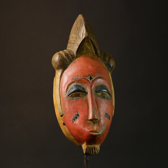 ヴィンテージアフリカグロマスク：手作りの部族の壁アート-9238 - Etsy