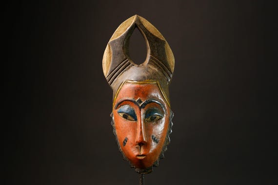 グロアフリカンマスク：手彫り木製部族壁装飾-9171 - Etsy 日本