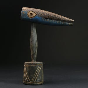 African tribal wooden statue Bambara home decor vintage collectible art accent premium ethnic wood gift piece now gift idea accent -G2371