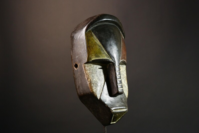 African Authent Vintage Lega Mask Traditional Bwami Society Wall Art