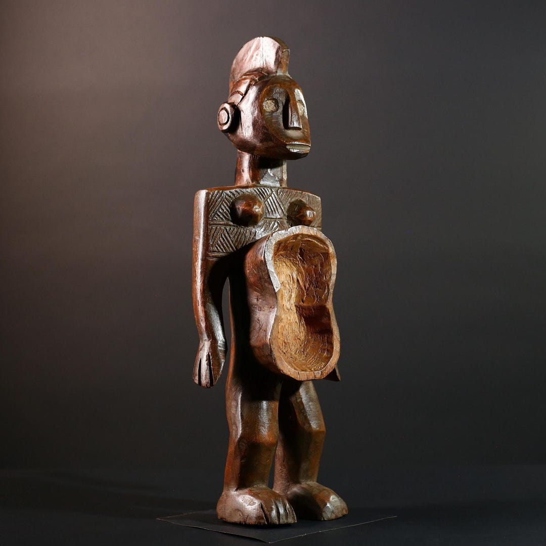 African Ritual Wooden Object African Tribal Figure Hand Carved Wood Congo Female Sculpture Spirit ...