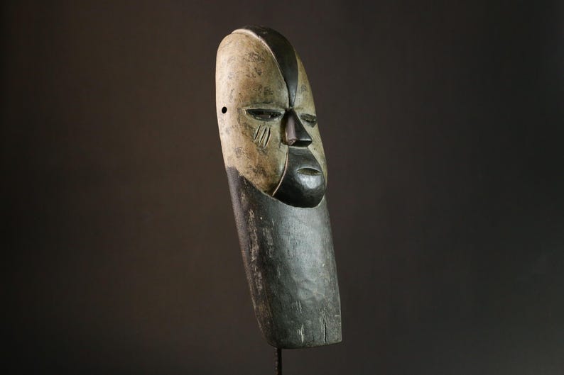 African Hand Carved Igbo Mask African Tribal Wood Art Wall Decor Unique