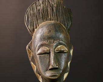 Dan Tribe Mask: African Wall Art, Côte d'Ivoire Ceremonial Sculpture-5307