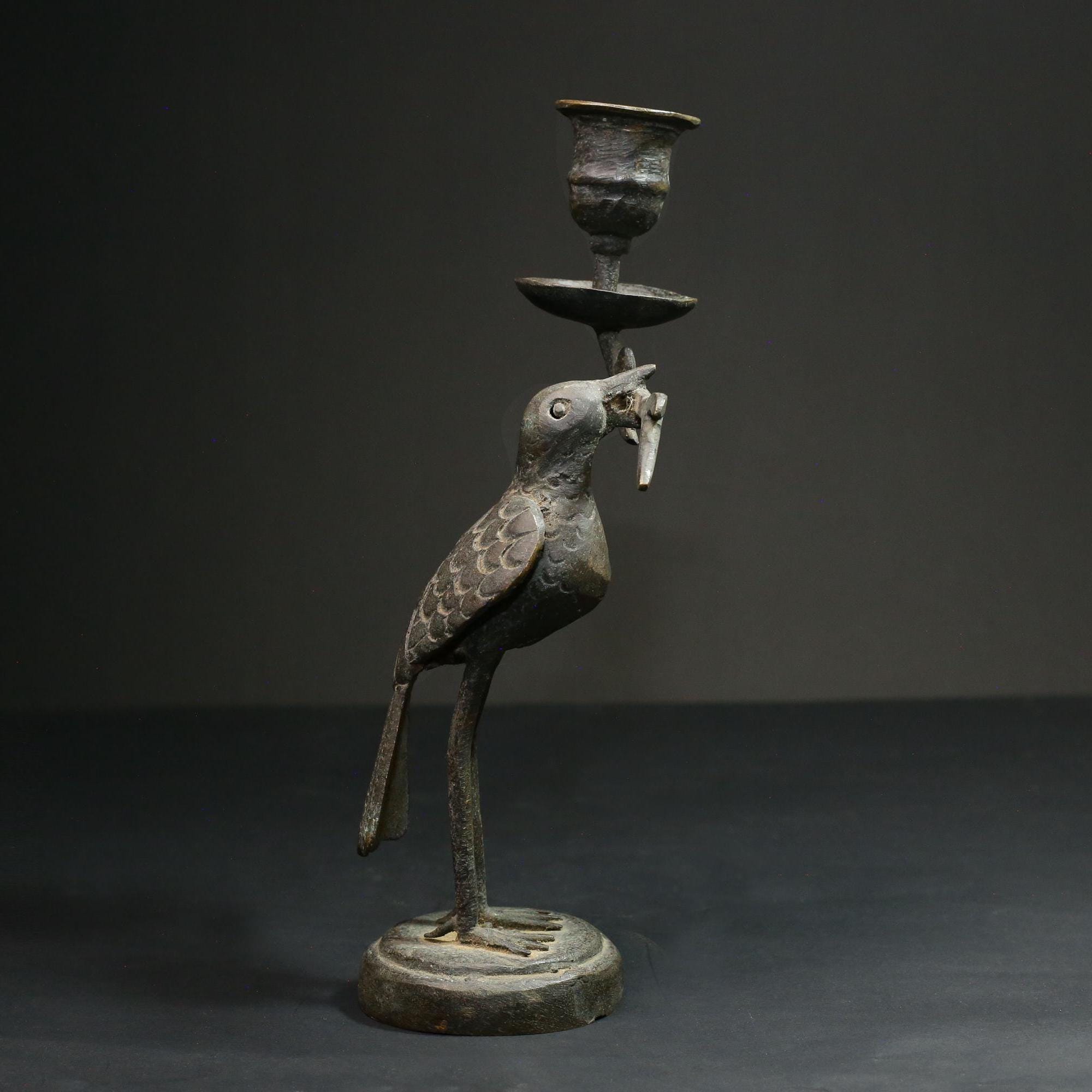 Exquisite African Copper Bird Figurine Candle Stand Exquisite African Copper Bird Figurine Candle Stand