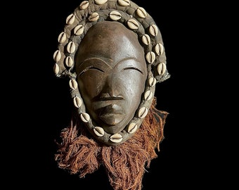 Maschera africana arte tribale in legno Dan Gunye intagliato a mano appeso a parete decorazione per la casa maschera-G1397