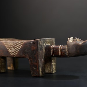 African Crafted Stool | Wooden Tribal Seat | Ethnic Home Decor Accent | Unique Handcrafted Furniture Piece | Cultural Art  -G5174