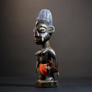 Afrikanische Yoruba männliche Zwillingsfigur: Saki Oyo Traditionelle Statue-G4781
