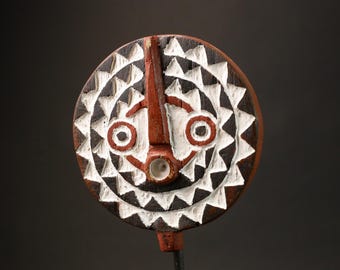 Bwa Sun Disc Mask: Hand-Carved African Tribal Wall Art-G2955