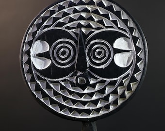 Afrikaans Bwa-zonnemasker geschilderd hout Tribal gezicht Burkina Faso muurkunst-G5279