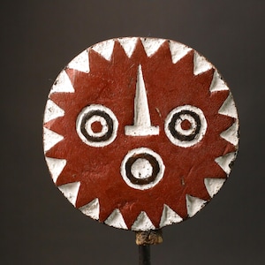 Handcrafted African Wooden Mask | Sun Tribal Art | Cultural Home Decor | Authentic Ethnic Decorative Face | Traditional Wall Display-G2974