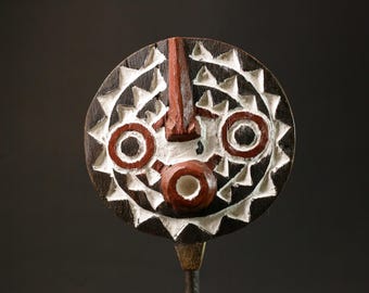 Vintage Bwa Sun Mask: Hand-Carved Burkina Faso Tribal Art- G2964