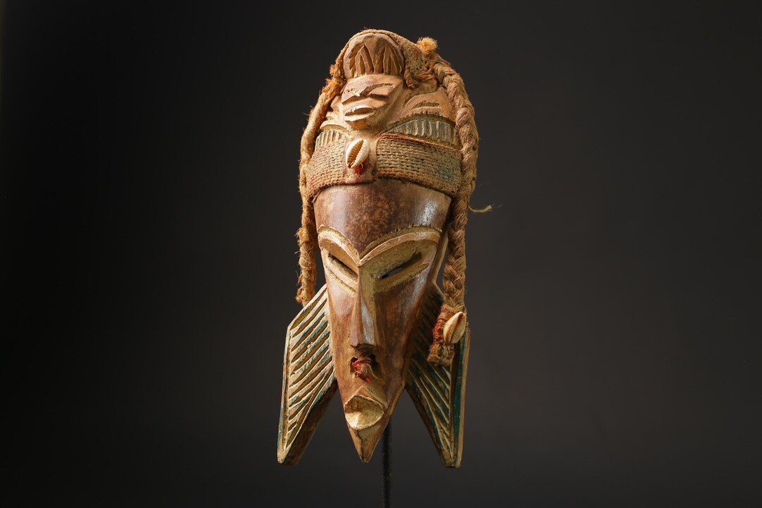 African Tribal Wood Masks Face Vintage Wood Carved Hang Ghana’s Masks ...