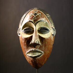 African Antique Chokwe Tribal Mask | Hand Carved Wooden Art | Unique Ethnic Sculpture | Wall Decor | Cultural Heritage-G4335