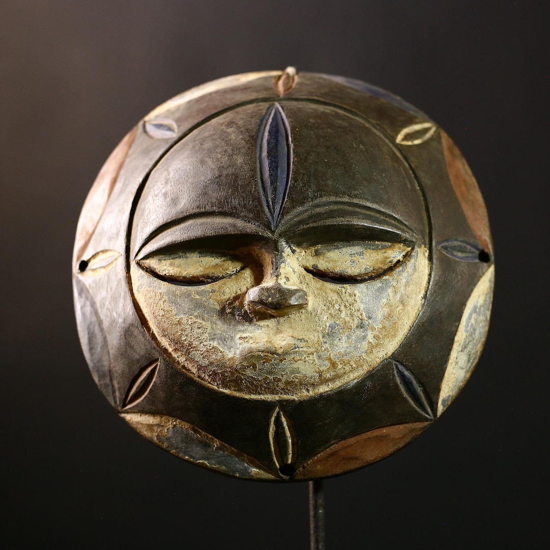 Carved Wood African Sun Mask: Tribal Wall Decor, Congo Vintage-g3704 - Etsy