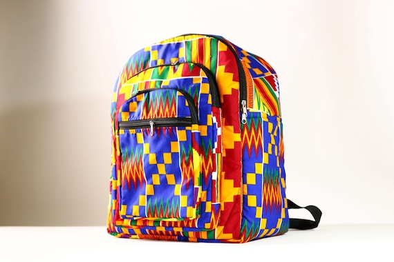 Sac à dos ghanéen en tissu fait main avec imprimé kente africain