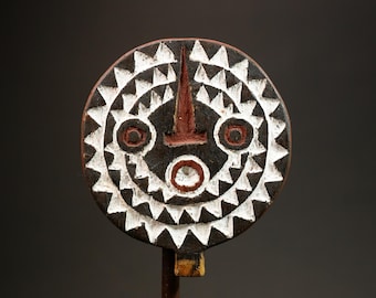 Vintage Bwa Sun Mask: Hand-Carved African Tribal Art, Burkina Faso-G3018