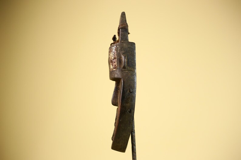 Tribal Ritual Binding Posts African Toma Mask Horned Brass Cheeks Guinea Tribal Wood Wall Art-g5883 ...